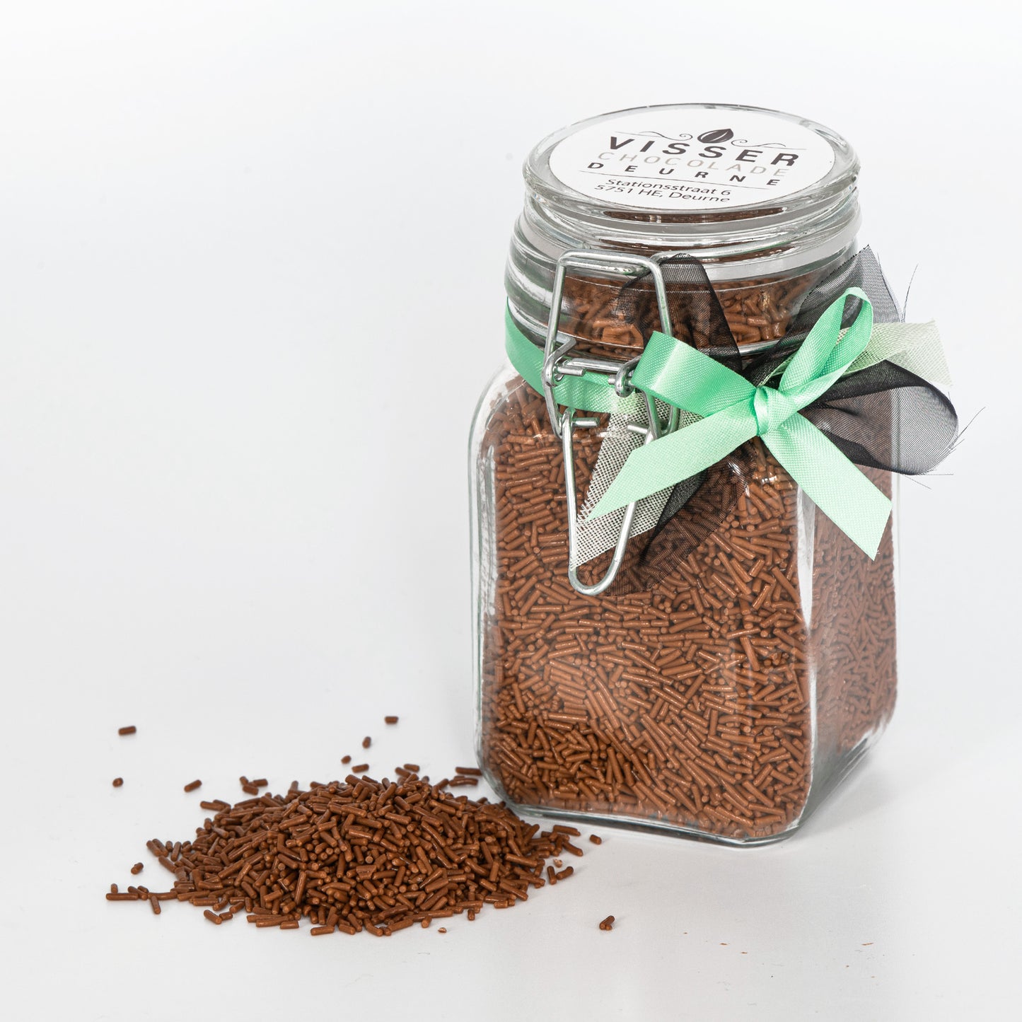 Glazen potje hagelslag melk